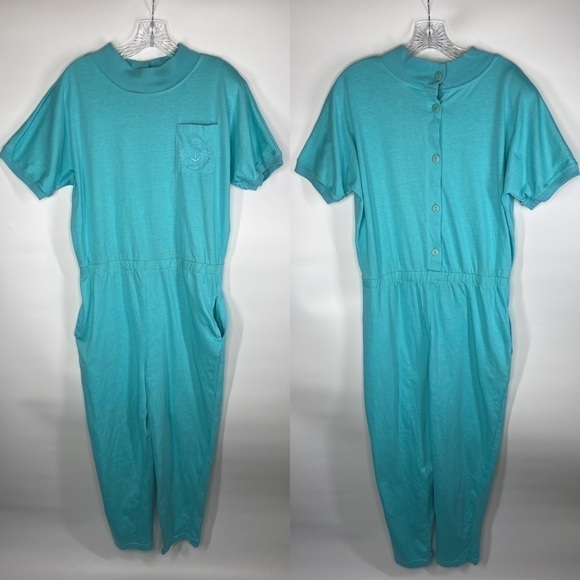 Vintage Justin Allen Sailing Sport Classics Blue 80's Jumpsuit Rare Size Large - Picture 1 of 15